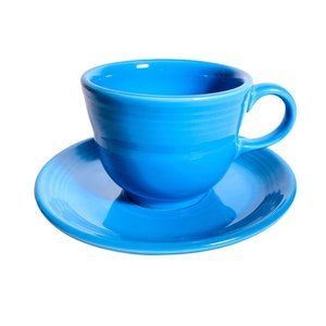 Fiesta Flat Cup & Saucer Set Peacock by HOMER LAUGHLIN